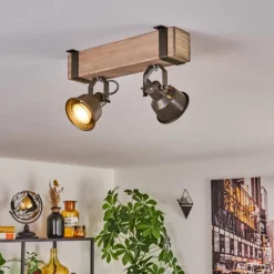 Lampes Industrielles-hofstein Pehefito Plafonnier Gris, Vert, Écru, 2 lumières