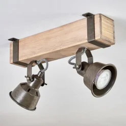 Lampes Industrielles-hofstein Pehefito Plafonnier Gris, Vert, Écru, 2 lumières