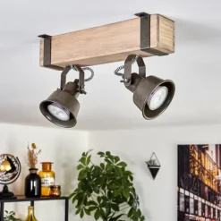 Lampes Industrielles-hofstein Pehefito Plafonnier Gris, Vert, Écru, 2 lumières