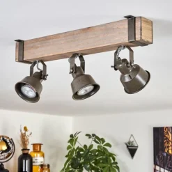 Lampes Industrielles-hofstein Pehefito Plafonnier Gris, Vert, Écru, 3 lumières