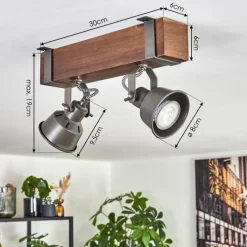 Lampes Industrielles-hofstein Pehefito Plafonnier, Spot de plafond Brun foncé, Gris, 2 lumières