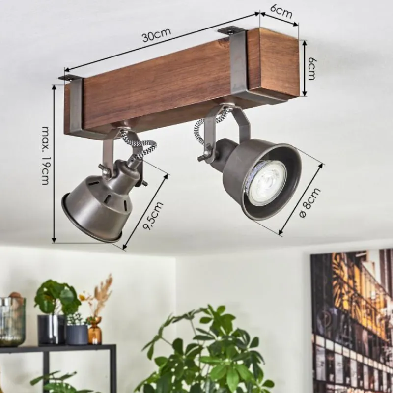 Lampes Industrielles-hofstein Pehefito Plafonnier, Spot de plafond Brun foncé, Gris, 2 lumières