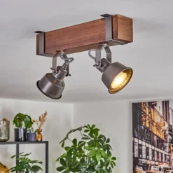 Lampes Industrielles-hofstein Pehefito Plafonnier, Spot de plafond Brun foncé, Gris, 2 lumières