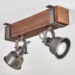 Lampes Industrielles-hofstein Pehefito Plafonnier, Spot de plafond Brun foncé, Gris, 2 lumières