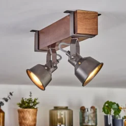 Lampes Industrielles-hofstein Pehefito Plafonnier, Spot de plafond Brun foncé, Gris, 2 lumières