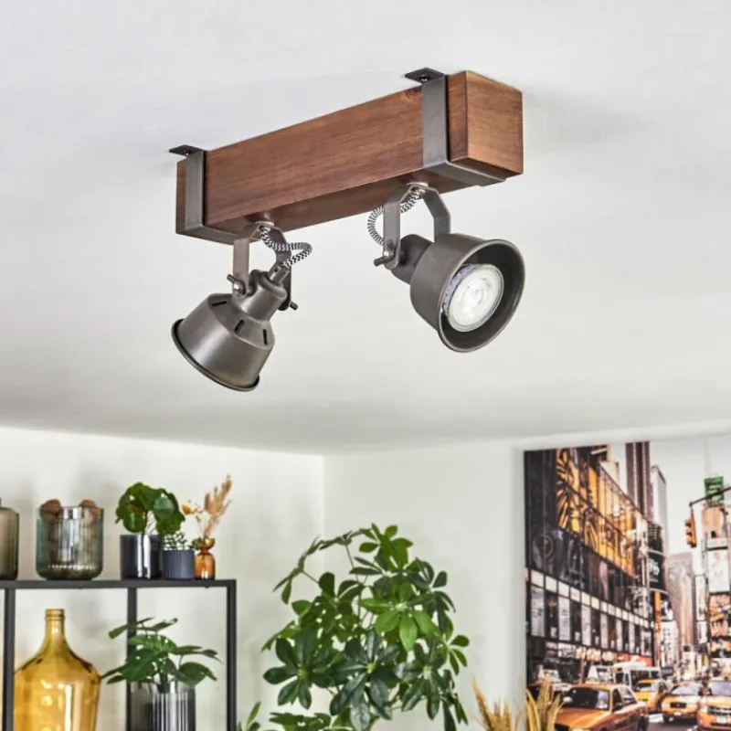 Lampes Industrielles-hofstein Pehefito Plafonnier, Spot de plafond Brun foncé, Gris, 2 lumières