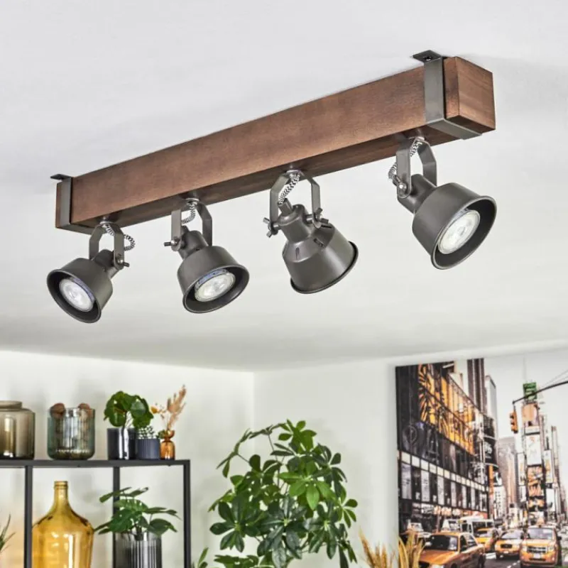 Lampes Industrielles-hofstein Pehefito Plafonnier, Spot de plafond Brun foncé, Gris, 4 lumières