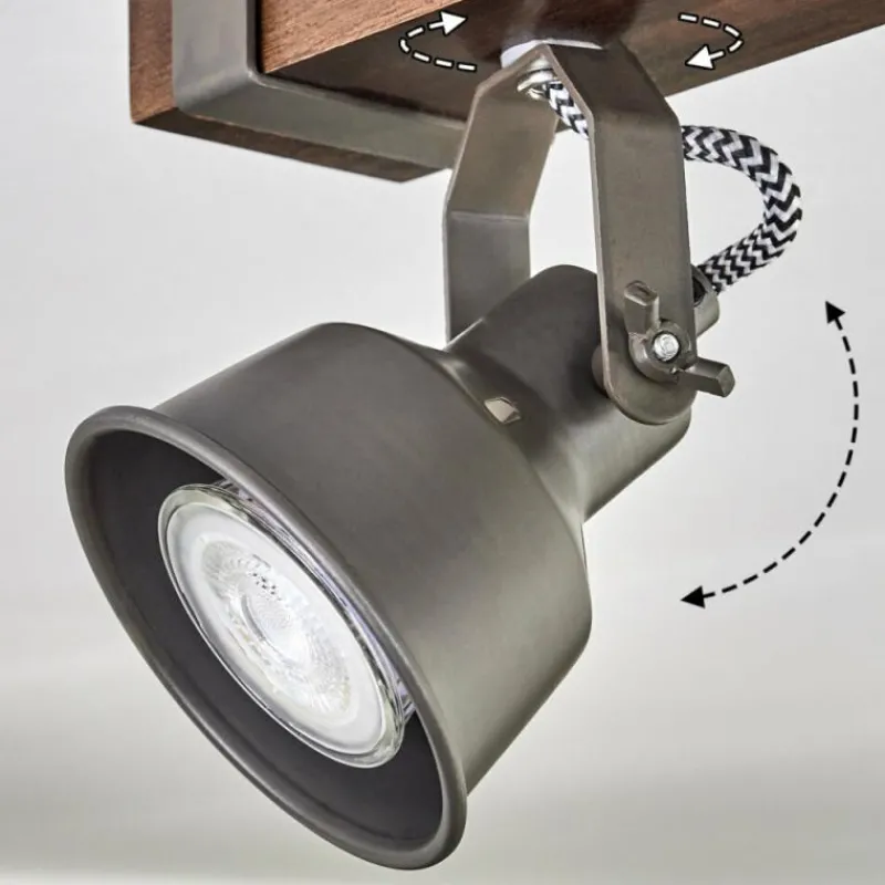 Lampes Industrielles-hofstein Pehefito Plafonnier, Spot de plafond Brun foncé, Gris, 4 lumières