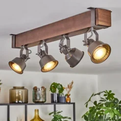 Lampes Industrielles-hofstein Pehefito Plafonnier, Spot de plafond Brun foncé, Gris, 4 lumières