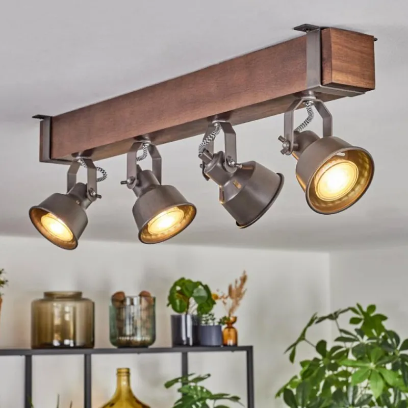 Lampes Industrielles-hofstein Pehefito Plafonnier, Spot de plafond Brun foncé, Gris, 4 lumières