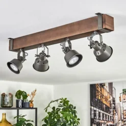 Lampes Industrielles-hofstein Pehefito Plafonnier, Spot de plafond Brun foncé, Gris, 4 lumières