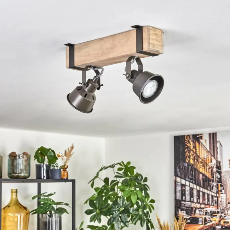 Lampes Industrielles-hofstein Pehefito Plafonnier, Spot de plafond Gris, Écru, 2 lumières