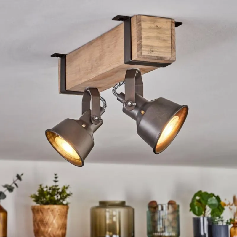 Lampes Industrielles-hofstein Pehefito Plafonnier, Spot de plafond Gris, Écru, 2 lumières