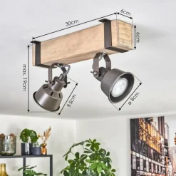 Lampes Industrielles-hofstein Pehefito Plafonnier, Spot de plafond Gris, Écru, 2 lumières