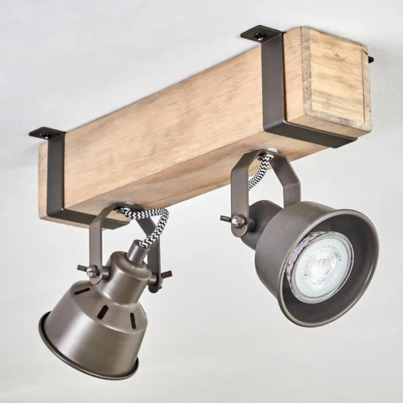 Lampes Industrielles-hofstein Pehefito Plafonnier, Spot de plafond Gris, Écru, 2 lumières