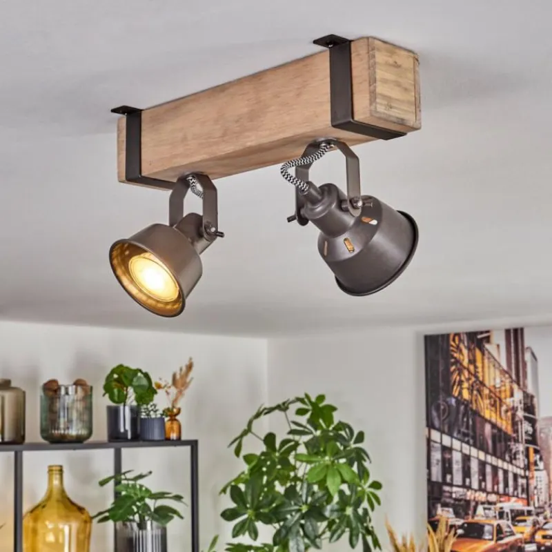 Lampes Industrielles-hofstein Pehefito Plafonnier, Spot de plafond Gris, Écru, 2 lumières