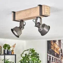 Lampes Industrielles-hofstein Pehefito Plafonnier, Spot de plafond Gris, Écru, 2 lumières