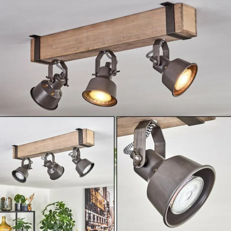 Lampes Industrielles-hofstein Pehefito Plafonnier, Spot de plafond Gris, Écru, 3 lumières