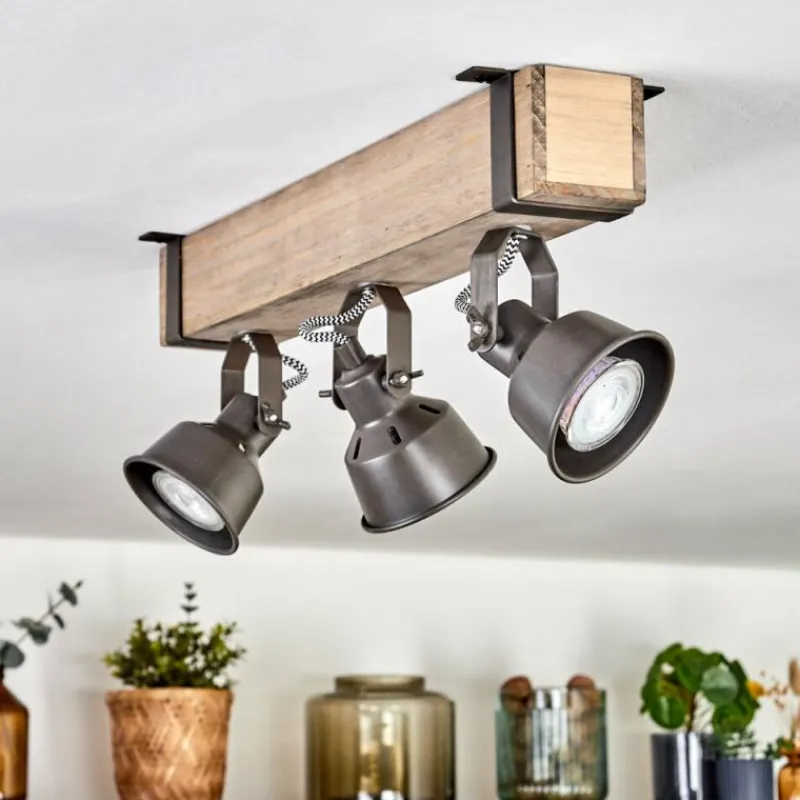 Lampes Industrielles-hofstein Pehefito Plafonnier, Spot de plafond Gris, Écru, 3 lumières