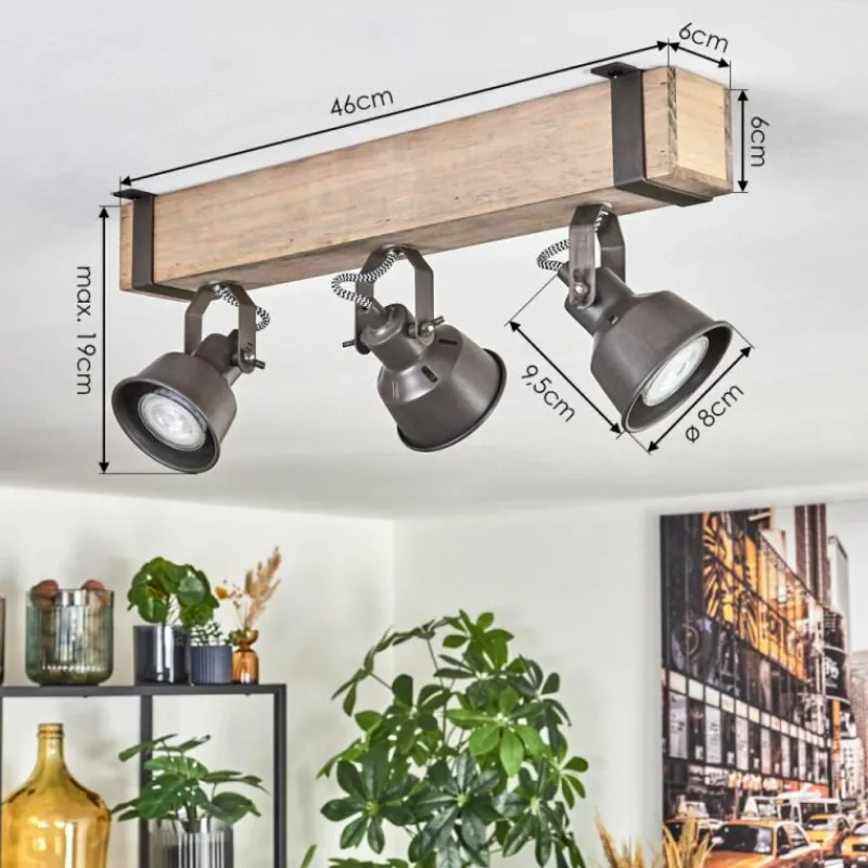 Lampes Industrielles-hofstein Pehefito Plafonnier, Spot de plafond Gris, Écru, 3 lumières