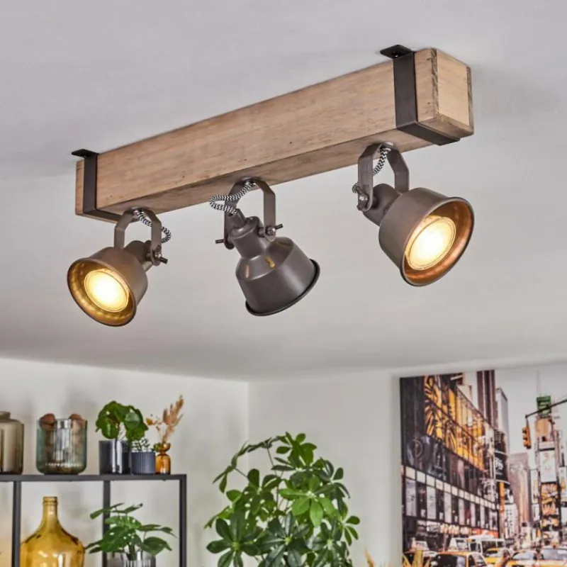 Lampes Industrielles-hofstein Pehefito Plafonnier, Spot de plafond Gris, Écru, 3 lumières