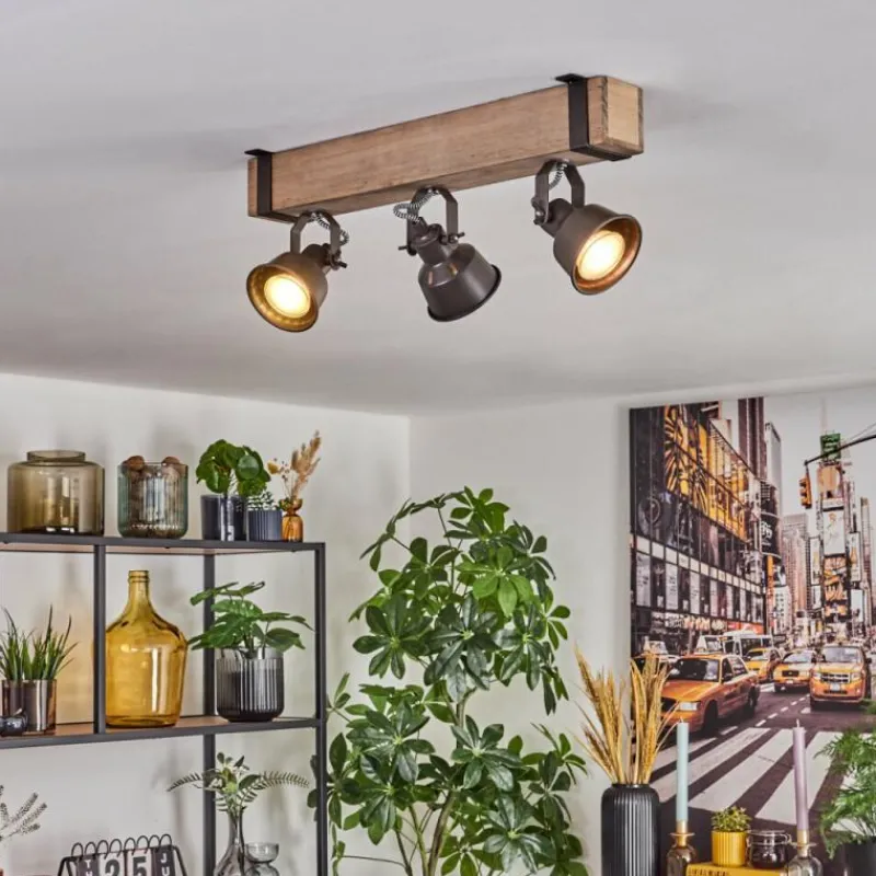 Lampes Industrielles-hofstein Pehefito Plafonnier, Spot de plafond Gris, Écru, 3 lumières