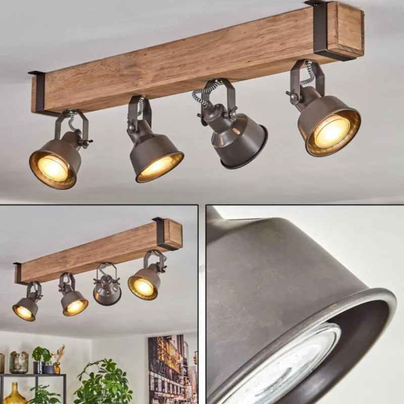 Lampes Industrielles-hofstein Pehefito Plafonnier, Spot de plafond Gris, Écru, 4 lumières