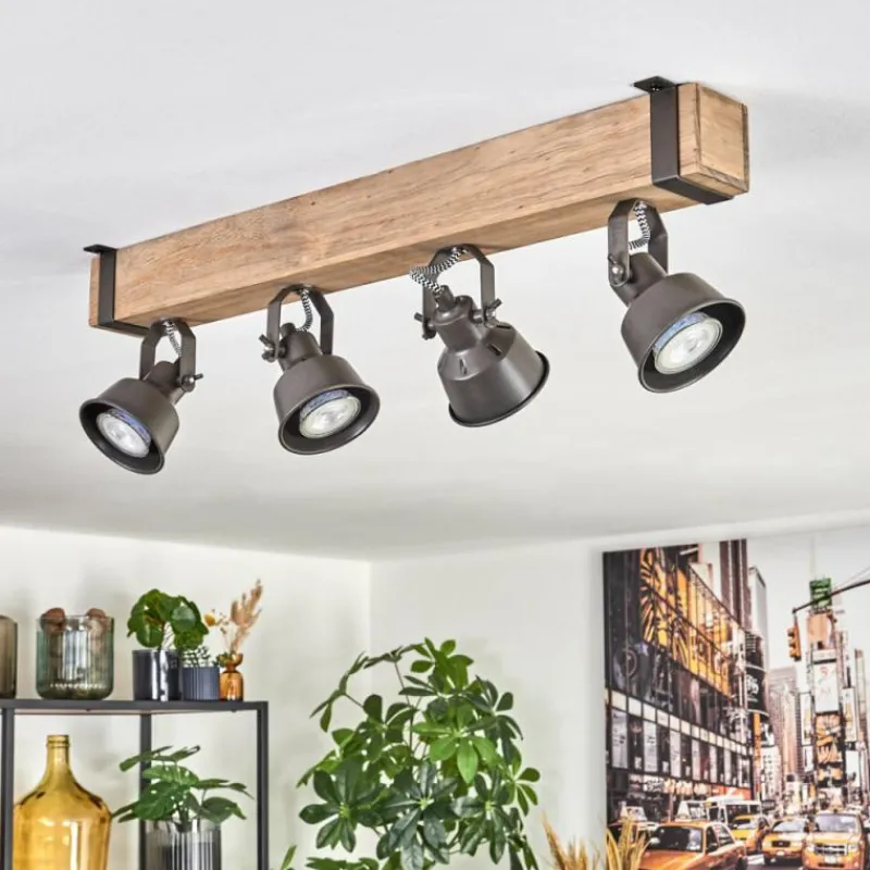 Lampes Industrielles-hofstein Pehefito Plafonnier, Spot de plafond Gris, Écru, 4 lumières