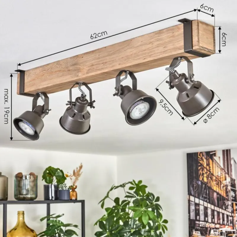 Lampes Industrielles-hofstein Pehefito Plafonnier, Spot de plafond Gris, Écru, 4 lumières