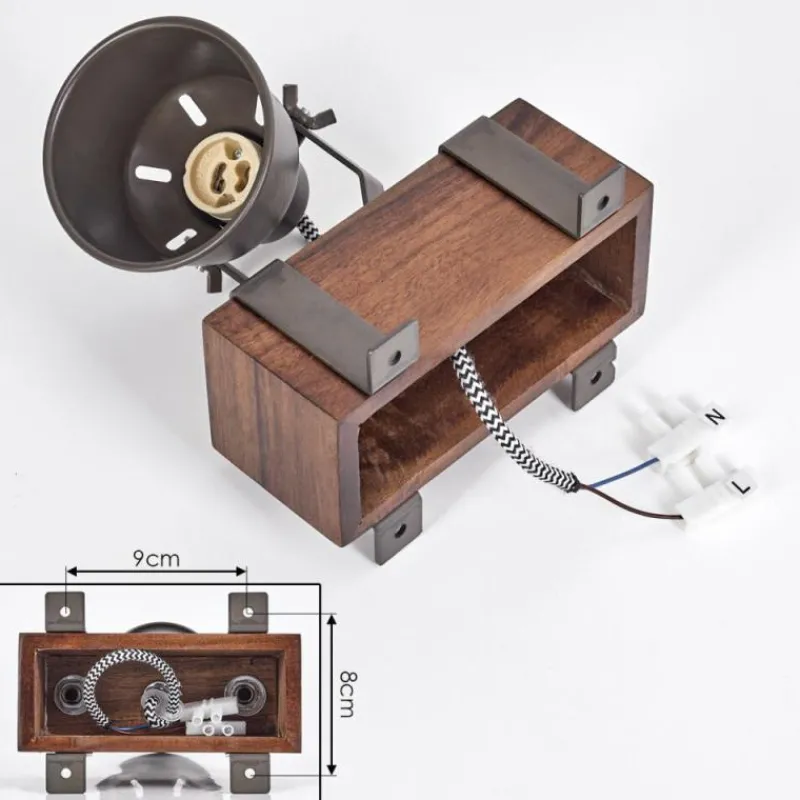 Lampes Industrielles-hofstein Pehefito Plafonnier, Spot de plafond Brun foncé, Gris, 1 lumière