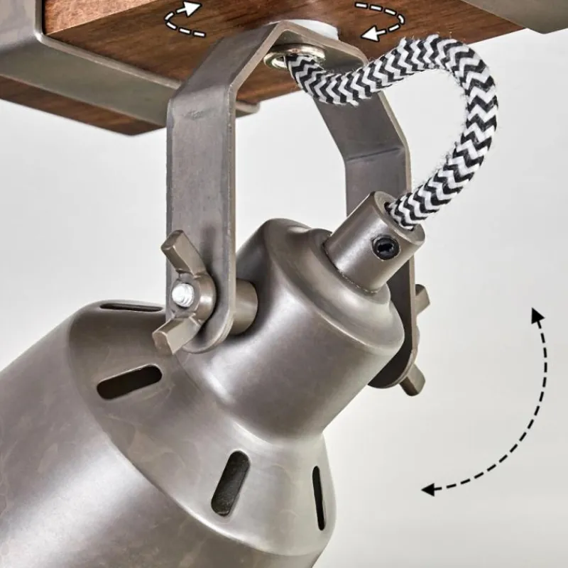 Lampes Industrielles-hofstein Pehefito Plafonnier, Spot de plafond Brun foncé, Gris, 1 lumière