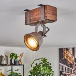 Lampes Industrielles-hofstein Pehefito Plafonnier, Spot de plafond Brun foncé, Gris, 1 lumière