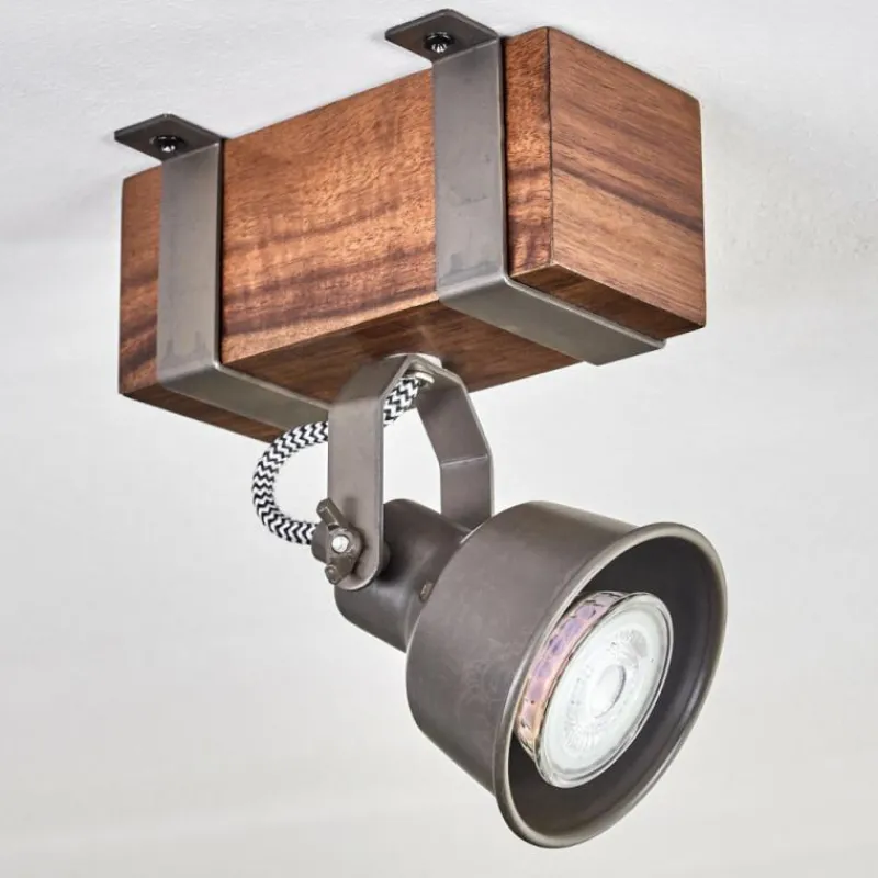 Lampes Industrielles-hofstein Pehefito Plafonnier, Spot de plafond Brun foncé, Gris, 1 lumière