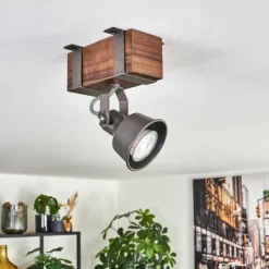 Lampes Industrielles-hofstein Pehefito Plafonnier, Spot de plafond Brun foncé, Gris, 1 lumière