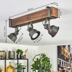 Lampes Industrielles-hofstein Pehefito Plafonnier, Spot de plafond Brun foncé, Gris, 3 lumières