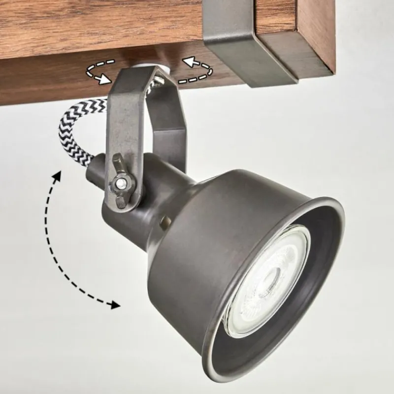 Lampes Industrielles-hofstein Pehefito Plafonnier, Spot de plafond Brun foncé, Gris, 3 lumières