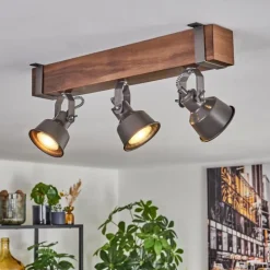 Lampes Industrielles-hofstein Pehefito Plafonnier, Spot de plafond Brun foncé, Gris, 3 lumières