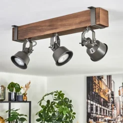 Lampes Industrielles-hofstein Pehefito Plafonnier, Spot de plafond Brun foncé, Gris, 3 lumières