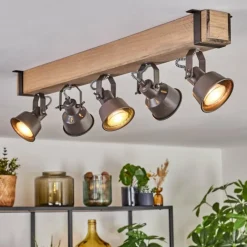 Lampes Industrielles-hofstein Pehefito Plafonnier, Spot de plafond Gris, Écru, 5 lumières