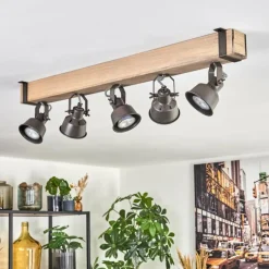 Lampes Industrielles-hofstein Pehefito Plafonnier, Spot de plafond Gris, Écru, 5 lumières