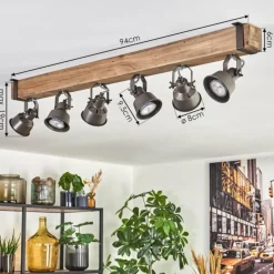 Lampes Industrielles-hofstein Pehefito Plafonnier, Spot de plafond Brun, Gris, 6 lumières