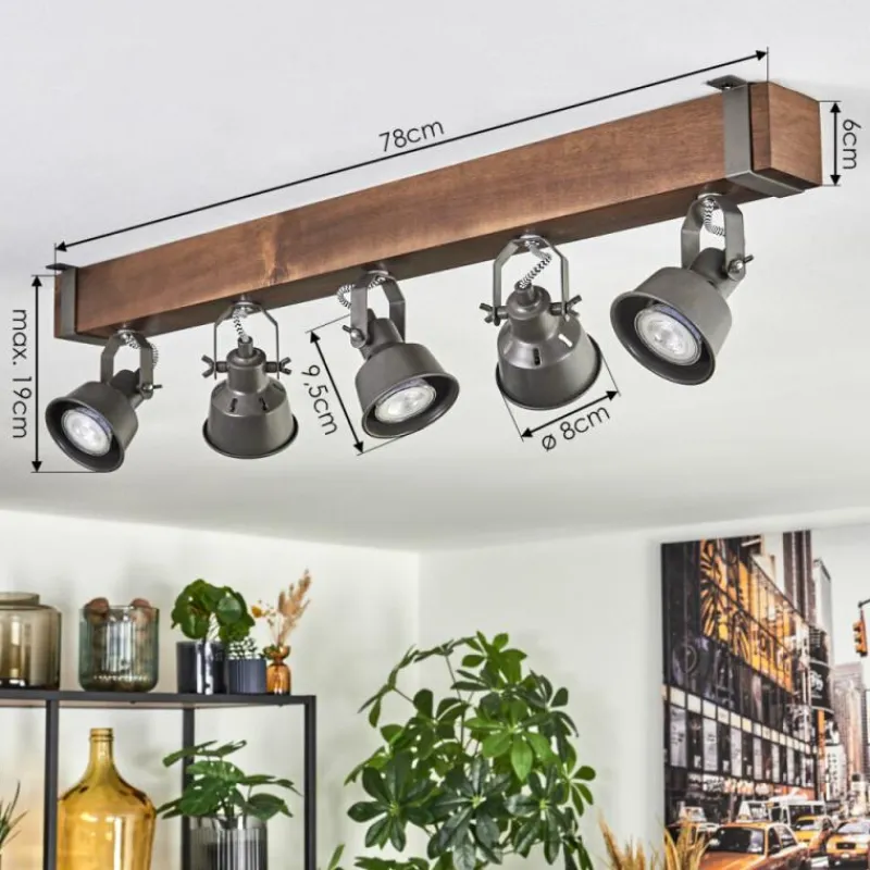 Lampes Industrielles-hofstein Pehefito Plafonnier, Spot de plafond Brun foncé, Gris, 5 lumières