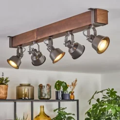 Lampes Industrielles-hofstein Pehefito Plafonnier, Spot de plafond Brun foncé, Gris, 5 lumières