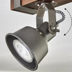 Lampes Industrielles-hofstein Pehefito Plafonnier, Spot de plafond Brun foncé, Gris, 6 lumières