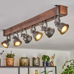 Lampes Industrielles-hofstein Pehefito Plafonnier, Spot de plafond Brun foncé, Gris, 6 lumières