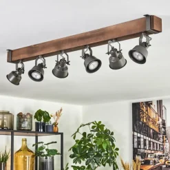 Lampes Industrielles-hofstein Pehefito Plafonnier, Spot de plafond Brun foncé, Gris, 6 lumières