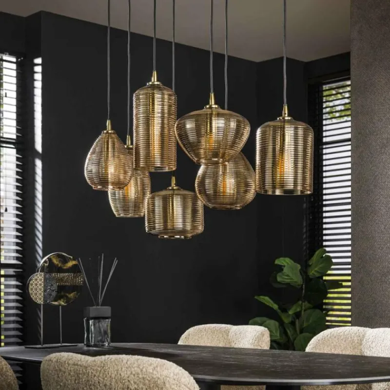 hofstein Pendelleuchte Suspension Anthracite, 7 lumières