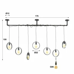 hofstein Pendelleuchte Suspension Anthracite, 7 lumières* Suspensions