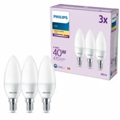 Luminaires Philips Philips Classic Lot de 3 LED E14 4,9 watt 2700 kelvin 470 lumen