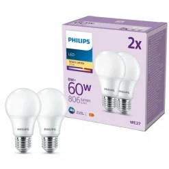 Luminaires Philips Philips Classic Lot de 2 LED E27 8 watt 2700 kelvin 806 lumen